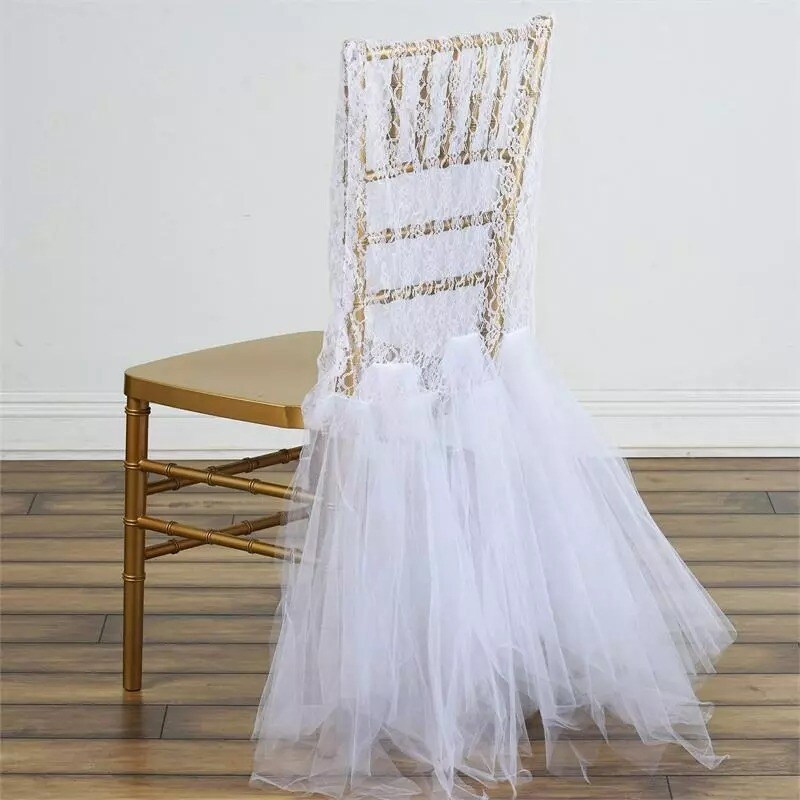 25 pcs Lace with Tulle Tutu CHAIR SASHES Wedding Reception Party Supplies Event