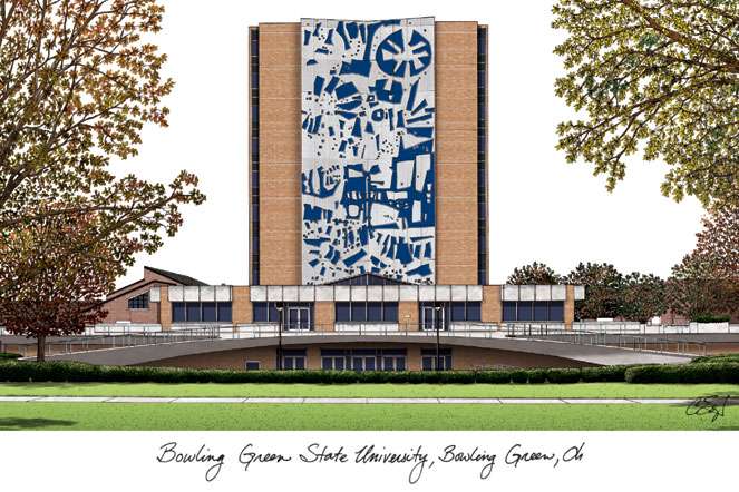 Bowling Green State University 11w x 8.5h Falcons Spirit Diploma Manhattan Black Frame with Bonus Campus Images Lithograph (value savings $59)
