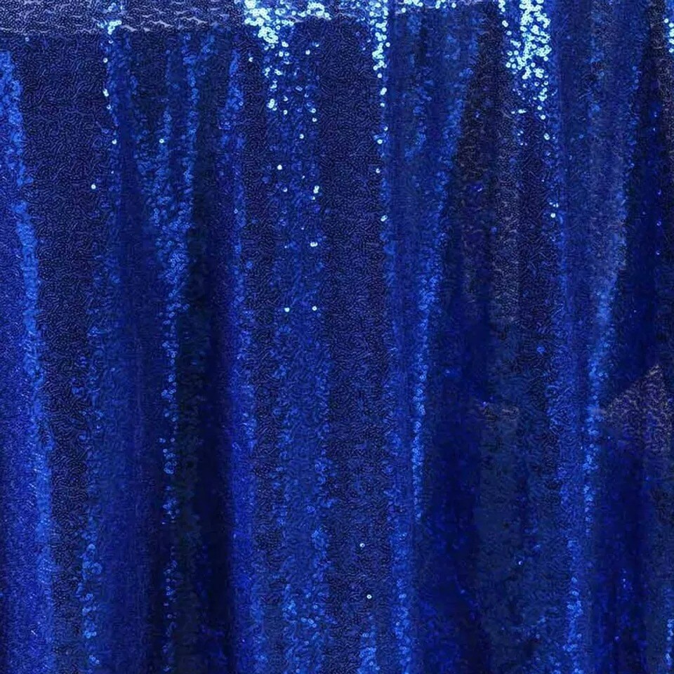 ROYAL BLUE Sequined 120&#x22; ROUND TABLECLOTH Designer Wedding Party Catering Linens