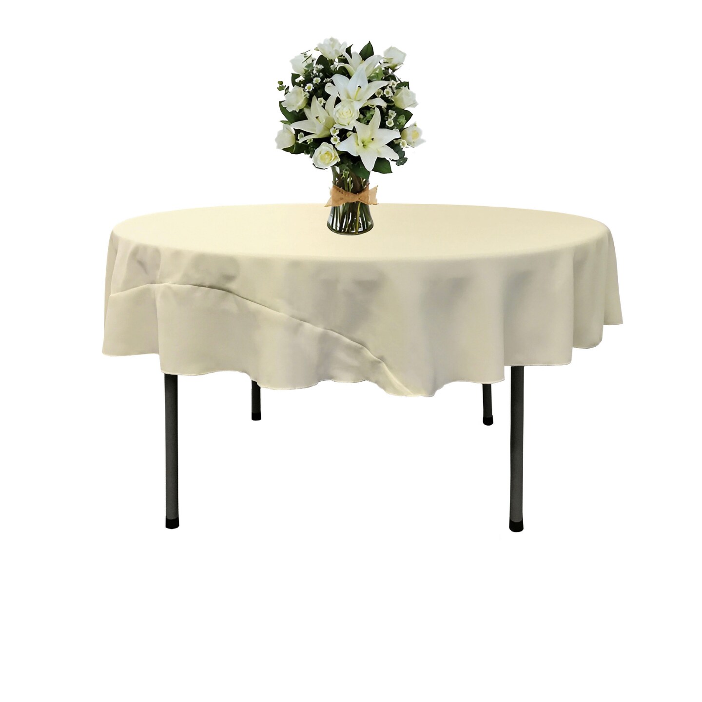 72-Inch Round Tablecloth 100% Polyester Poplin Wrinkle Resistant Durable Cover