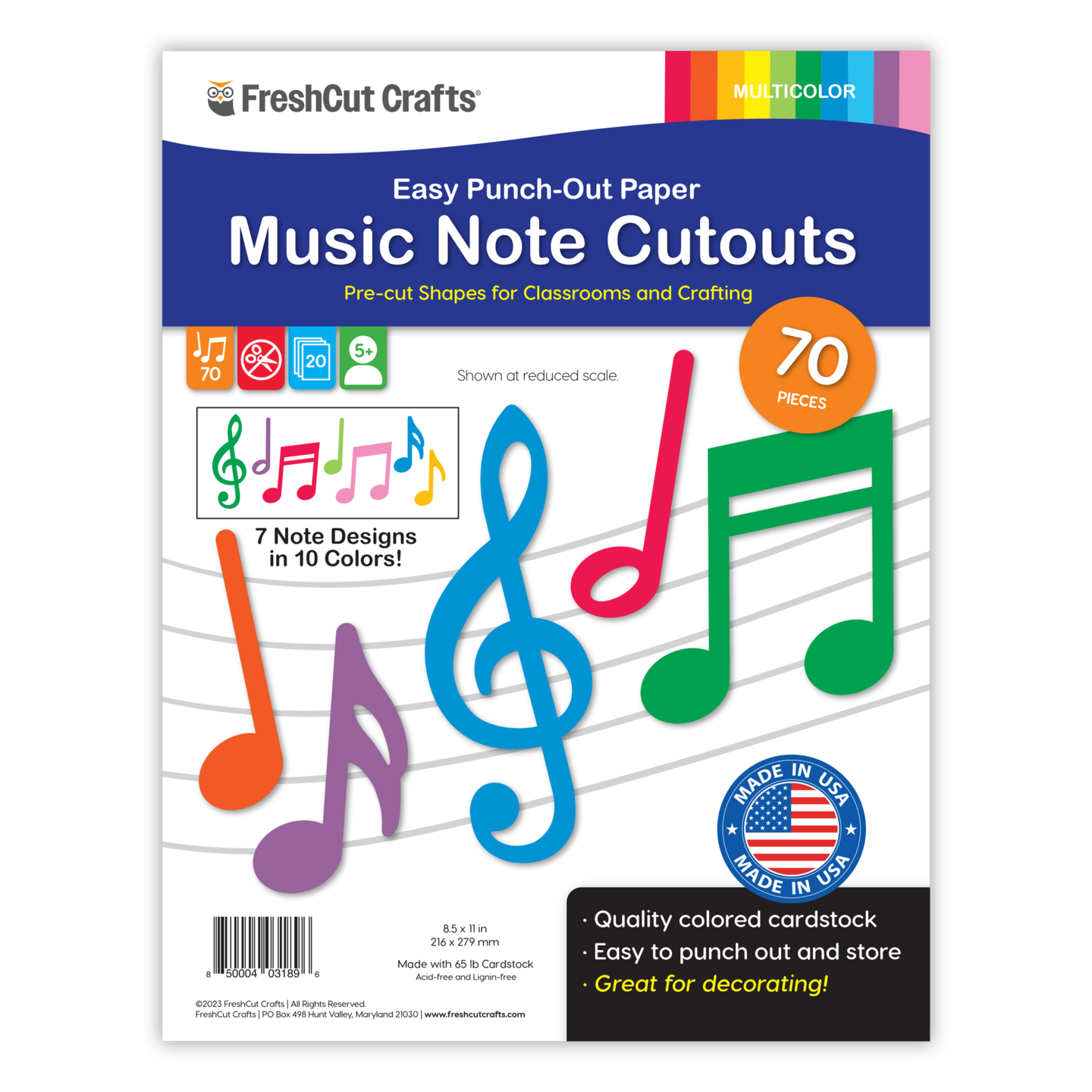 Music Notes Cutouts - Multicolor | Michaels