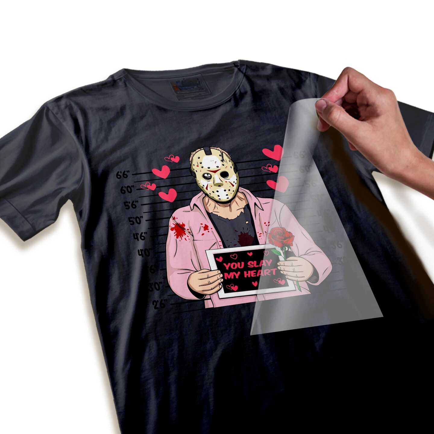 Valentine DTF Transfer - Horror Mugshot Romance Ready To Press