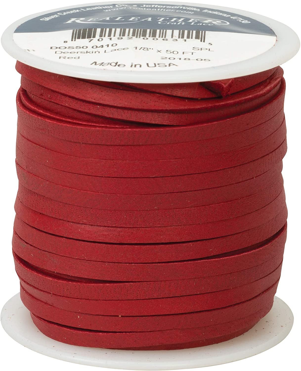 Realeather Deerskin Leather Lace | Size 1/8" x 50' (3.2mm x 15.24m) | 2/3 oz Thickness (.8-1.2mm)