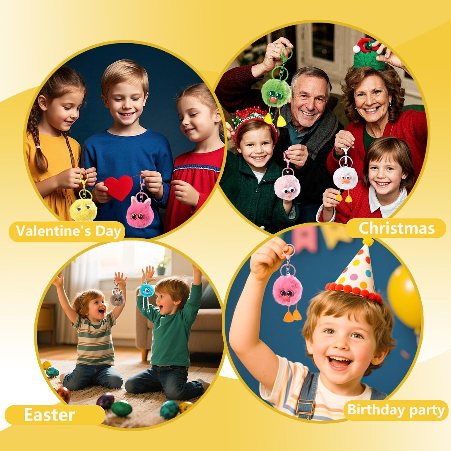 30PCS Party Favors Kids Keychains - Fun Keychain Cute Birthday Goodie Bags Stuffers for Kids Fuzzy Plush Keychain Bulk Monster Keychains Classroom Prizes Elementary Key Chains Bulk Treasure Box Toys