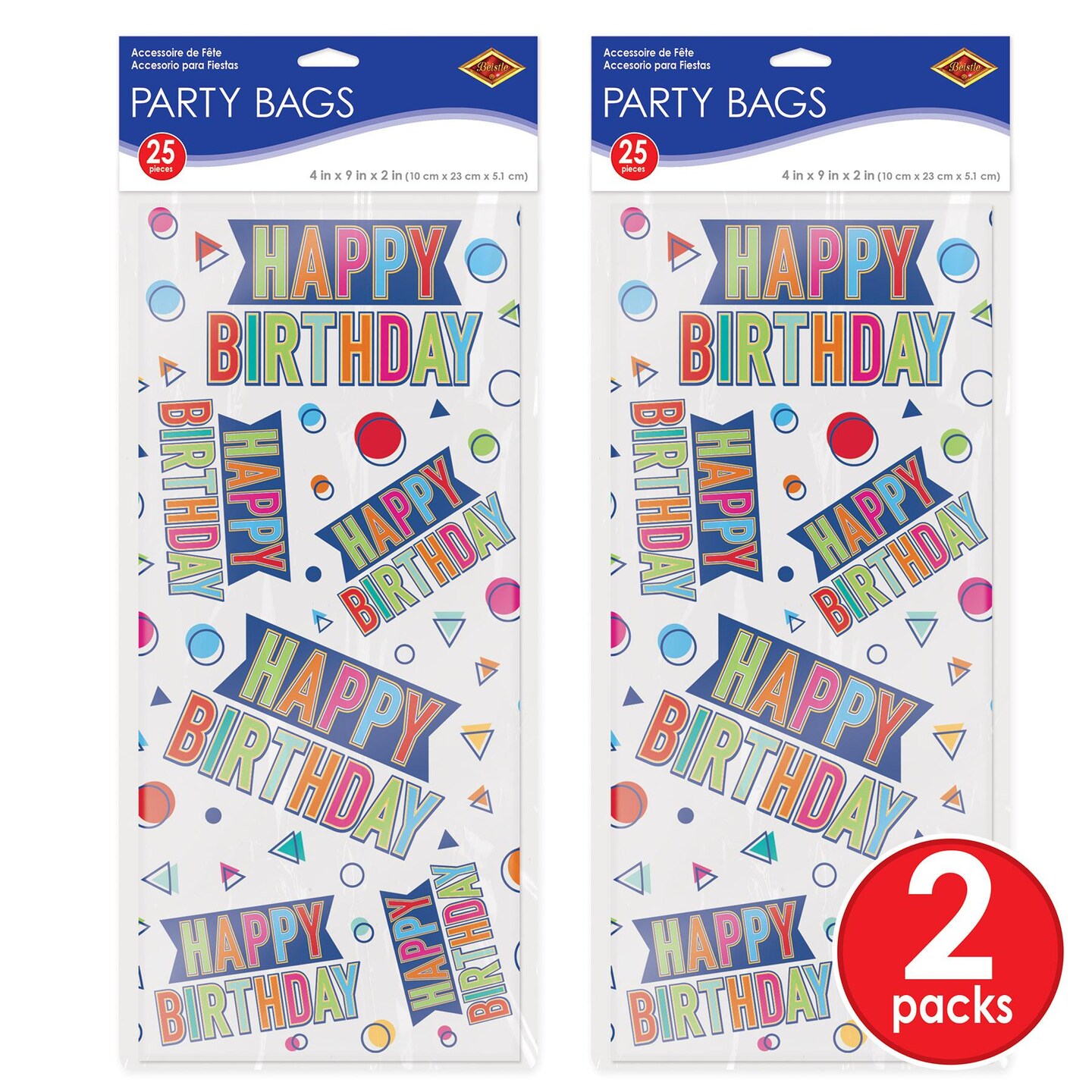 300 Pack Beistle Happy Birthday Party Cello Bags