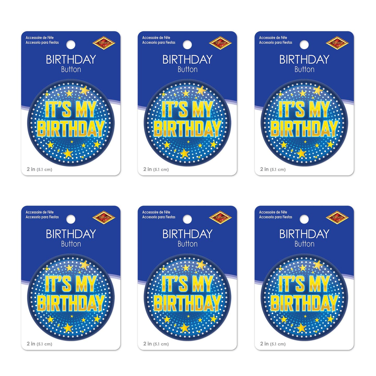 6 Pack Beistle It&#x27;s My Birthday Button