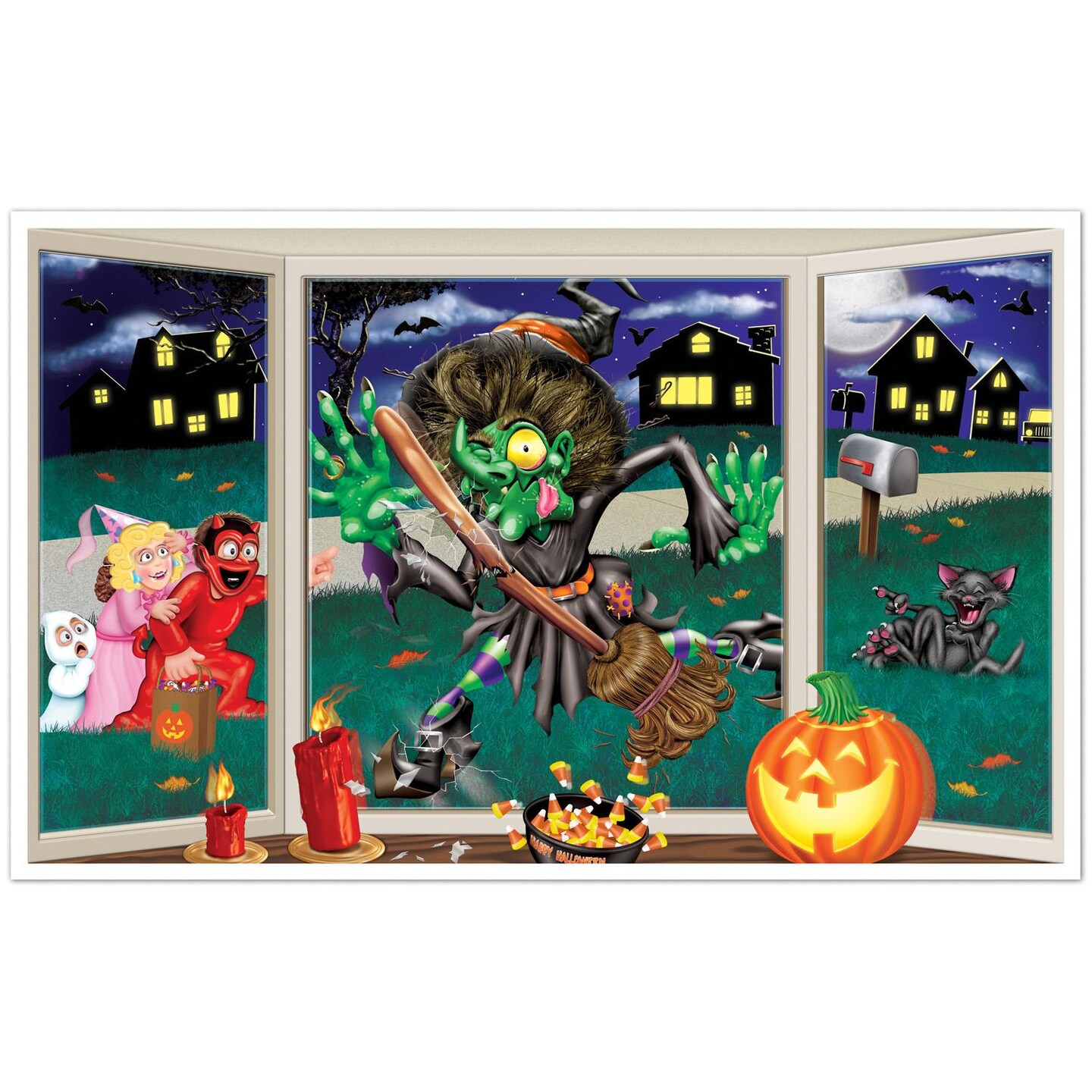 6 Pack Beistle Halloween Crashing Witch Insta-View Decoration