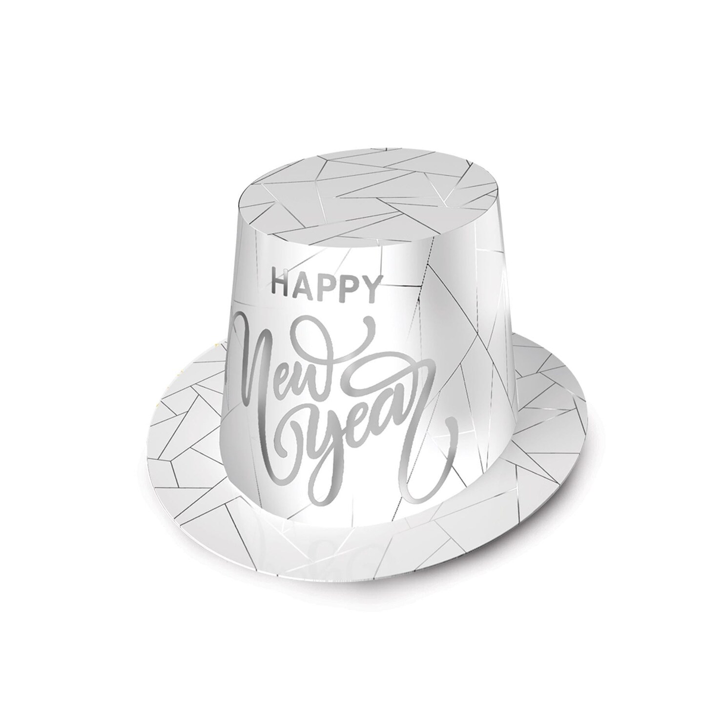 25 Pack Beistle White New Year Silver Hi-Hat