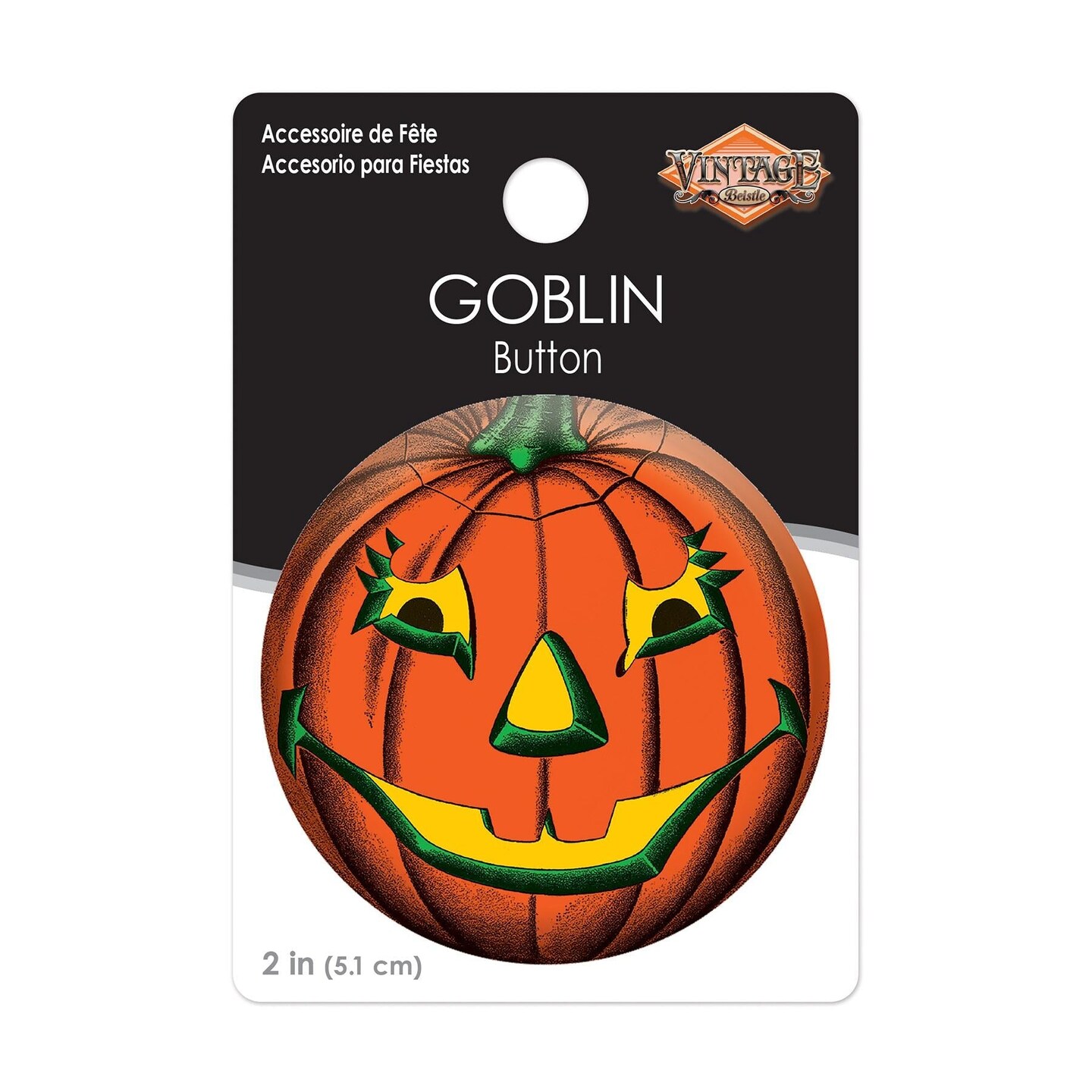 6 Pack Beistle Vintage Halloween Goblin Button