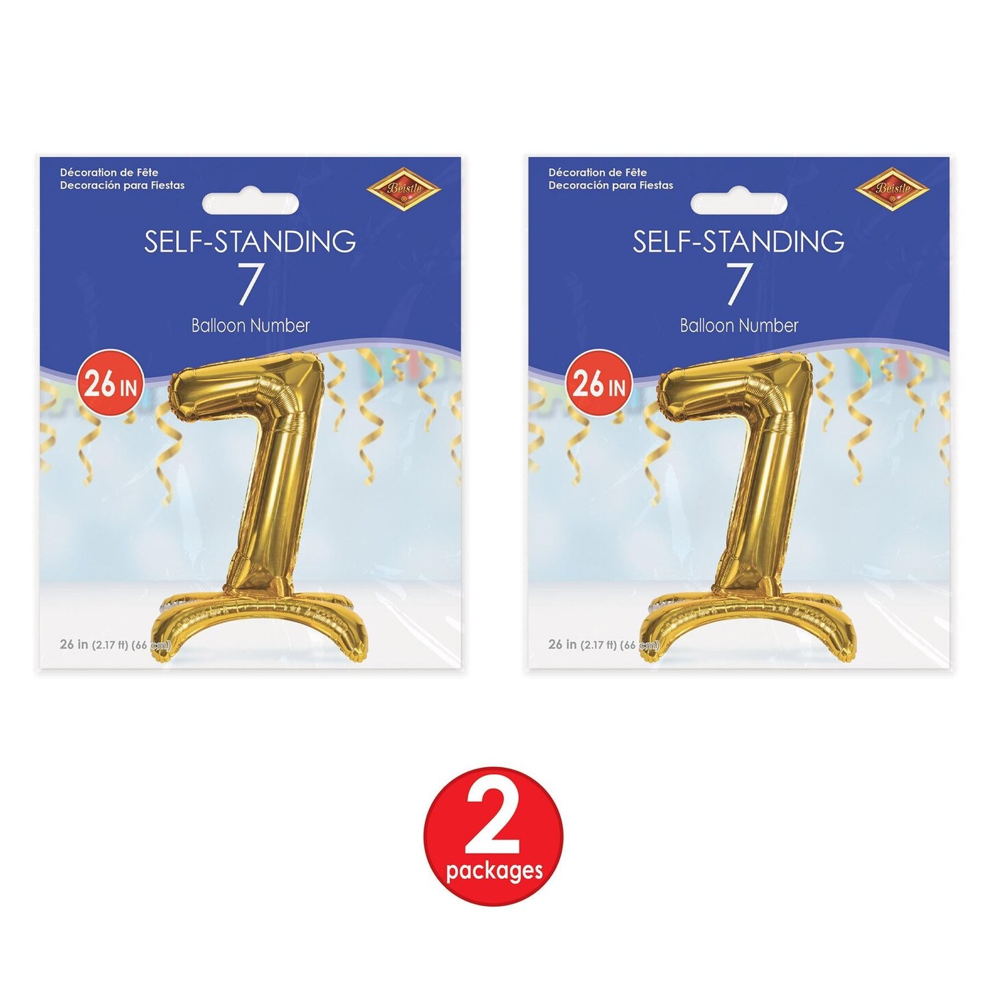 6 Pack Beistle Self-Standing Balloon Number 7