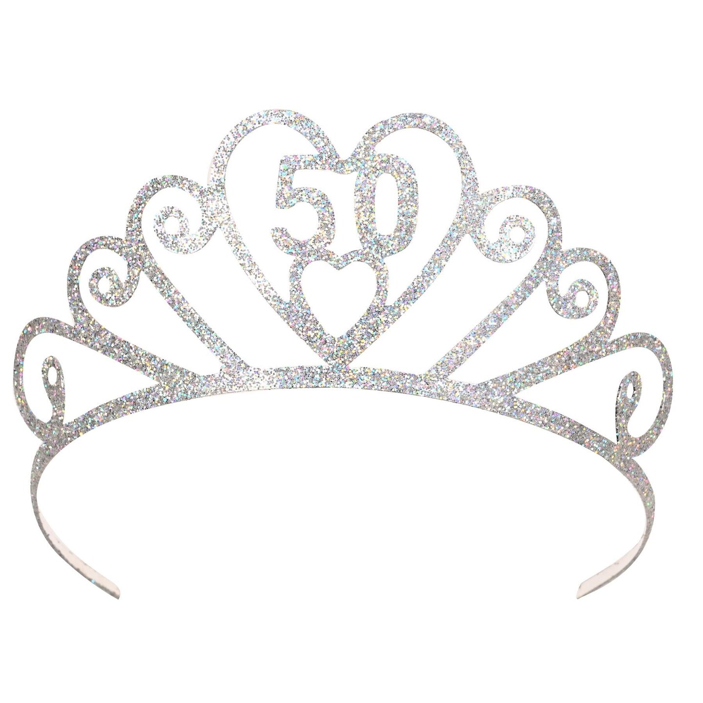 6 Pack Beistle Glittered Metal 50th Birthday Party Tiara