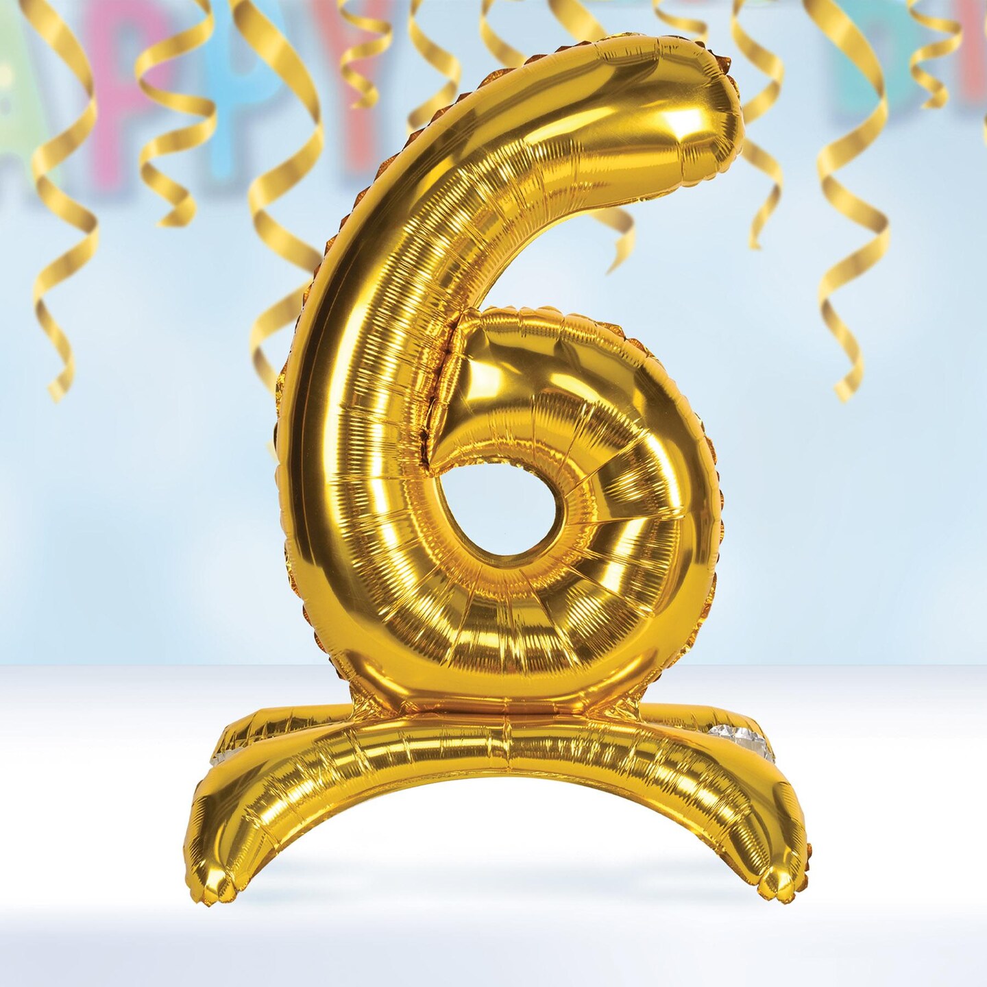 6 Pack Beistle Self-Standing Balloon Number 6