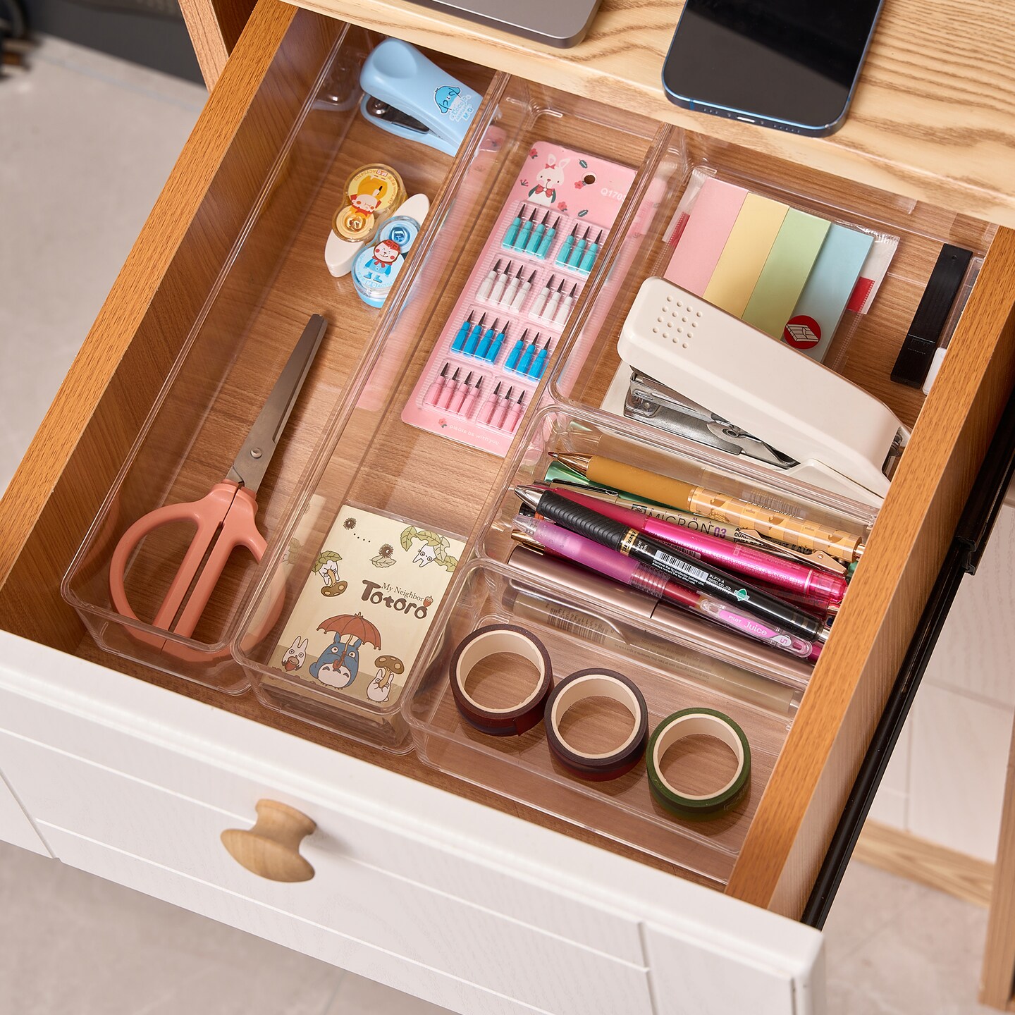 Sorbus Clear Drawer Organizer 5-Piece Set, Multi-Purpose Bins for Office Supplies, Craft Materials, and More