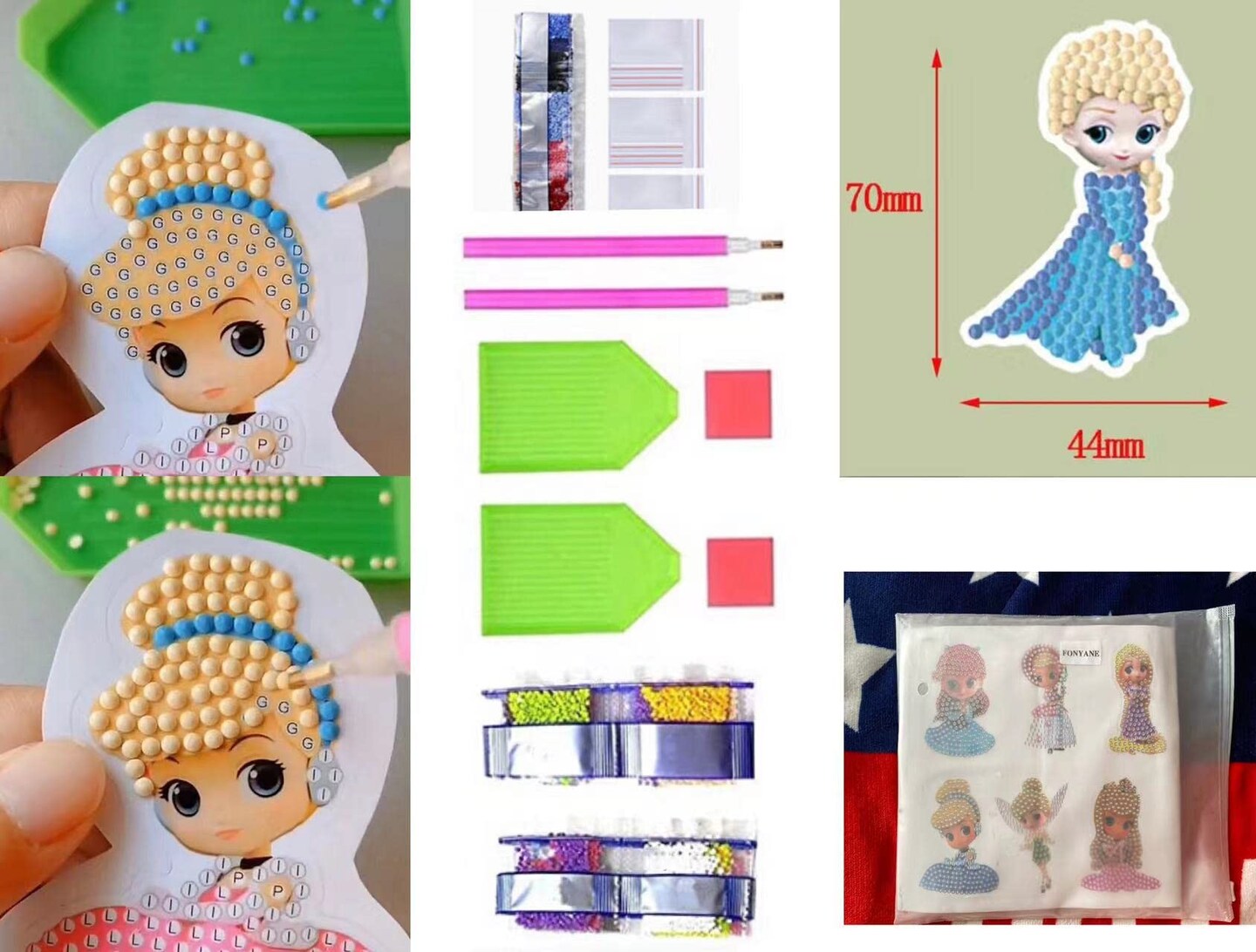 Diamond Art Kits for Kids & Girls & Boys, Arts & Crafts for Kids Ages 4-8,Craft Kits for Ages 8-12, Mosaics Bead Art,Painting Kits,Princess Gem Art Kits for Grils Boy Birthday Party Gift Toy