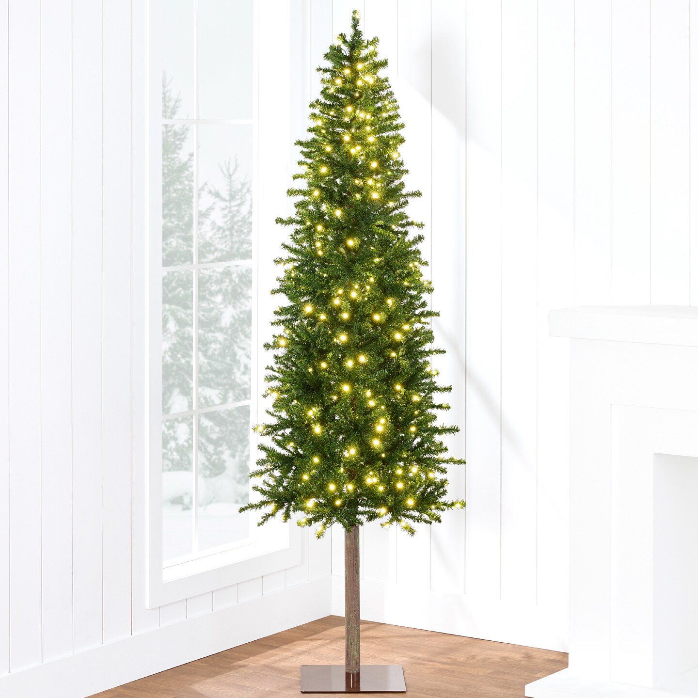 Best Choice Products Pre-Lit Pencil Alpine Christmas Tree Holiday Decoration w/ LED Lights, Stand