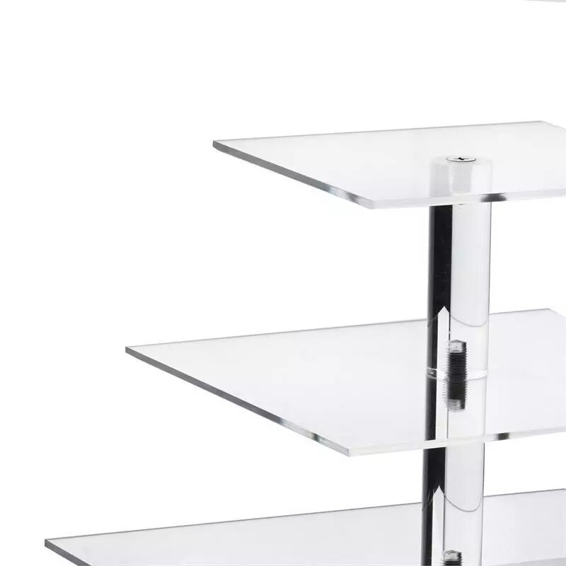 4 Tiers Clear Premium Square Acrylic Crystal CUPCAKE Stand Birthday Party Events