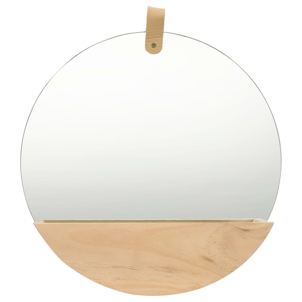 vidaXL Wall Mirror Natural Wood Glass, Solid Pine Wood Medium