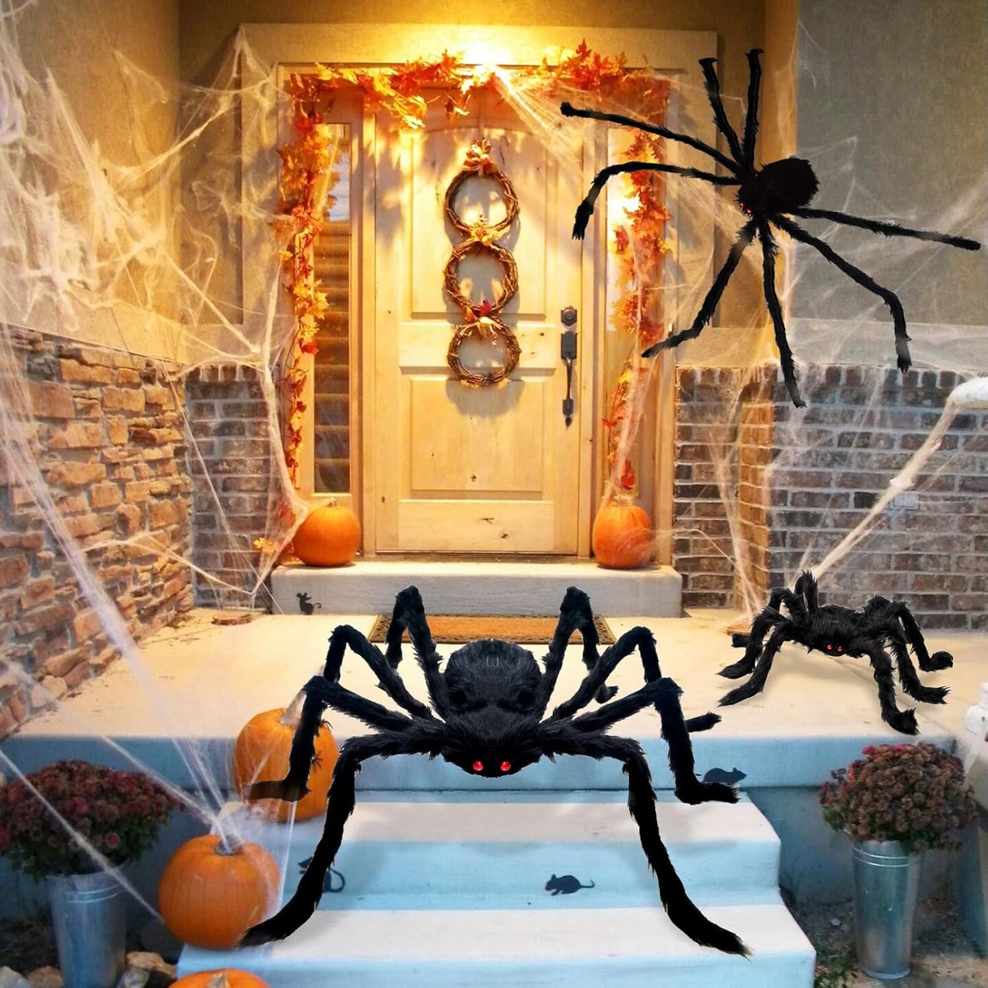 4 Pack Giant Halloween Spiders Decorations