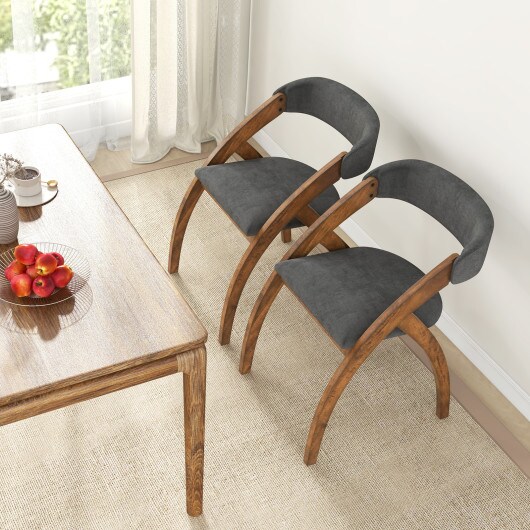 Set of 2 Y-Shaped Dining Chair with Padded Cushion Seat and Ergonomic Curved Back