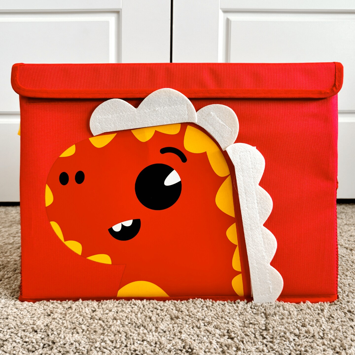 QUOKKA Toy Storage Box for Boys and Girls - 16x12x10 In Dino Toy Chest Organizer for Kids - | Collapsible | Handles | Flip-Top Lids | - Fabric Foldable Bin for Playroom - Nursery Room Organization