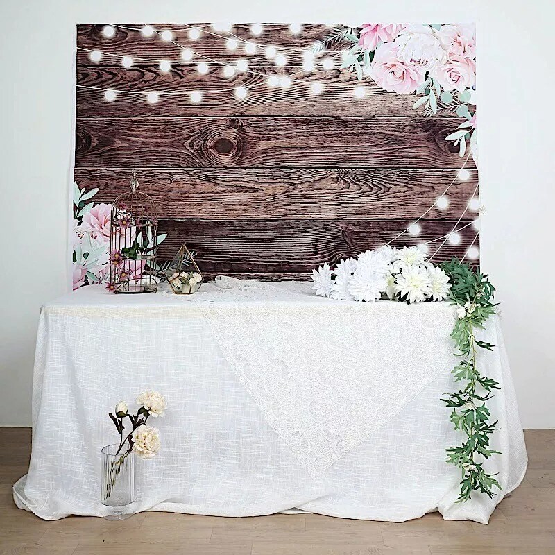 5x7 ft Brown Wood Vinyl Photo Backdrop Banner Party Events Decorations