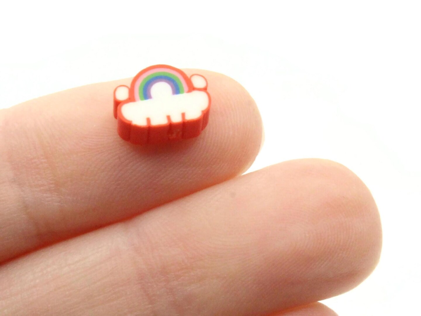 30 10mm Rainbow and Cloud Polymer Clay Multicolor Beads