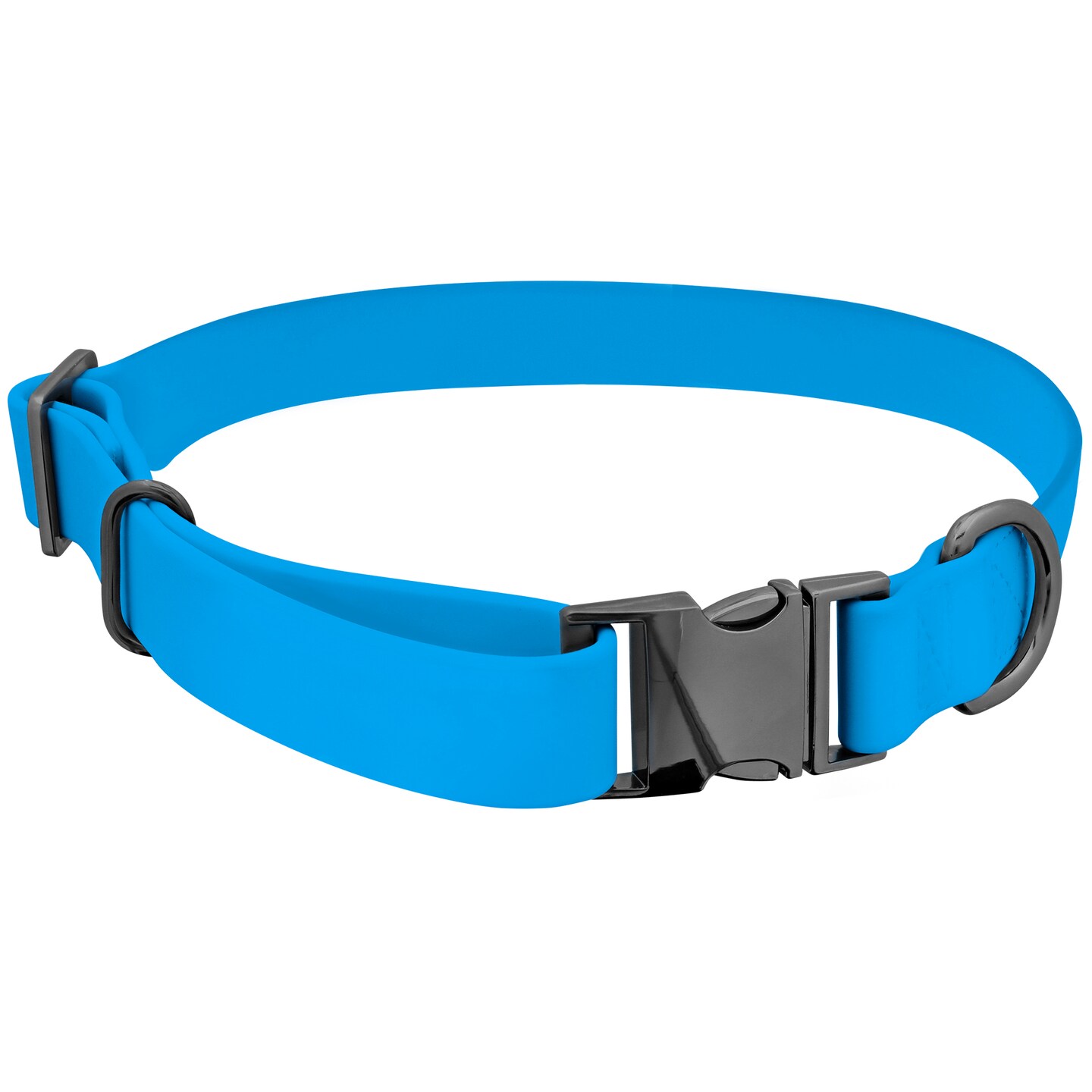 MiMu Large Silicone Dog Collar - Blue 25.5in Stylish Dog Collar with Clasp Buckle