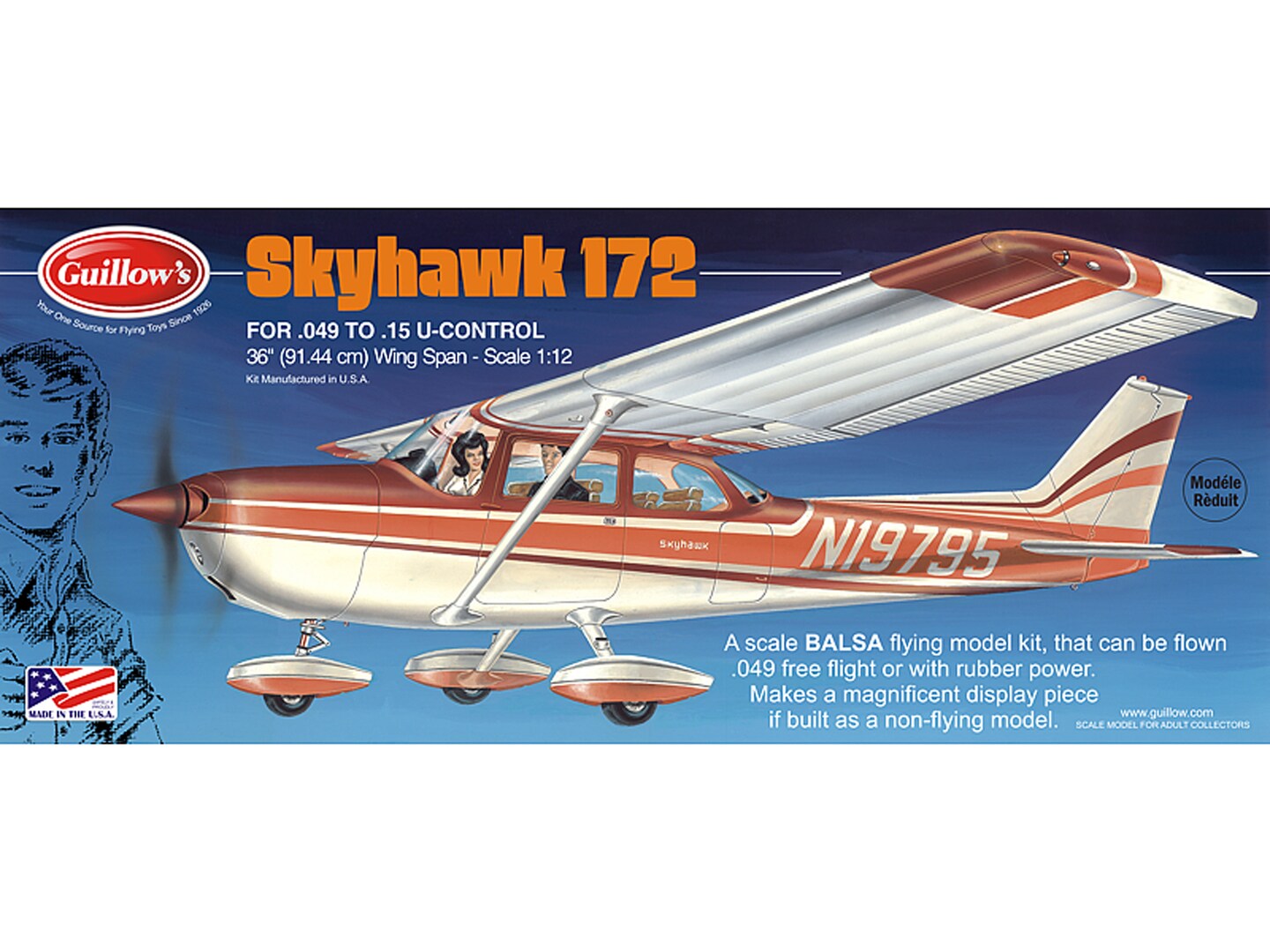 Guillow&#x27;s Cessna Skyhawk Model Kit, Small