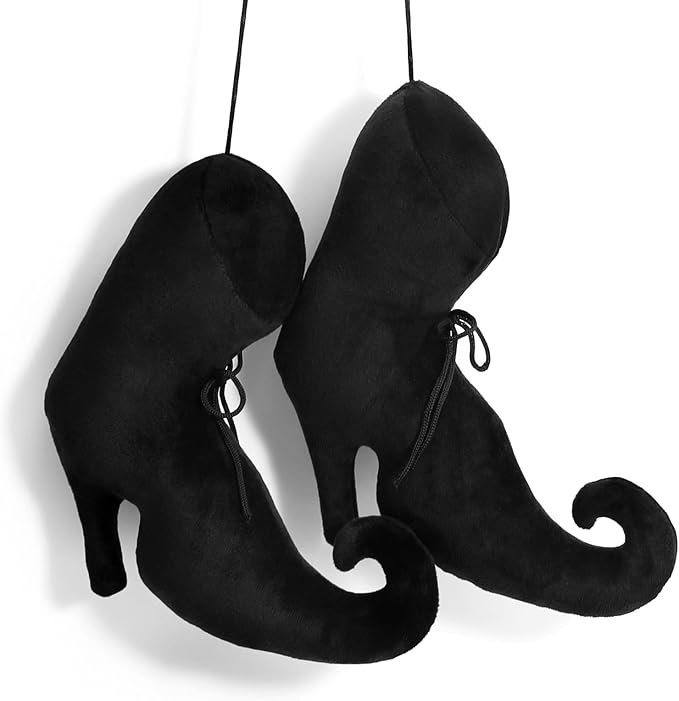9.4 x 9inch Vintage Halloween Decorations Witch Shoes Hanging Witch Boot Ornament for Farmhouse Halloween Front Door Indoor Outdoor Porch Wall Decor