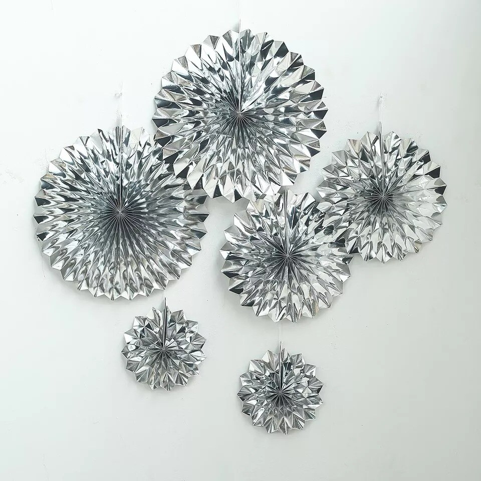 24 pcs Metallic Paper Fans Wall Backdrop Wedding Decorations Event Supplies