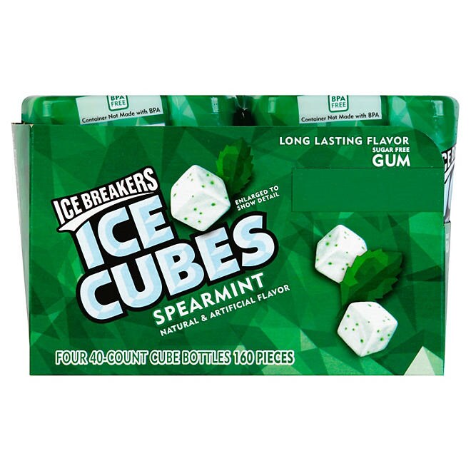 Ice Breakers Ice Cubes Spearmint Sugar Free Gum 40 pcs 4 pk.