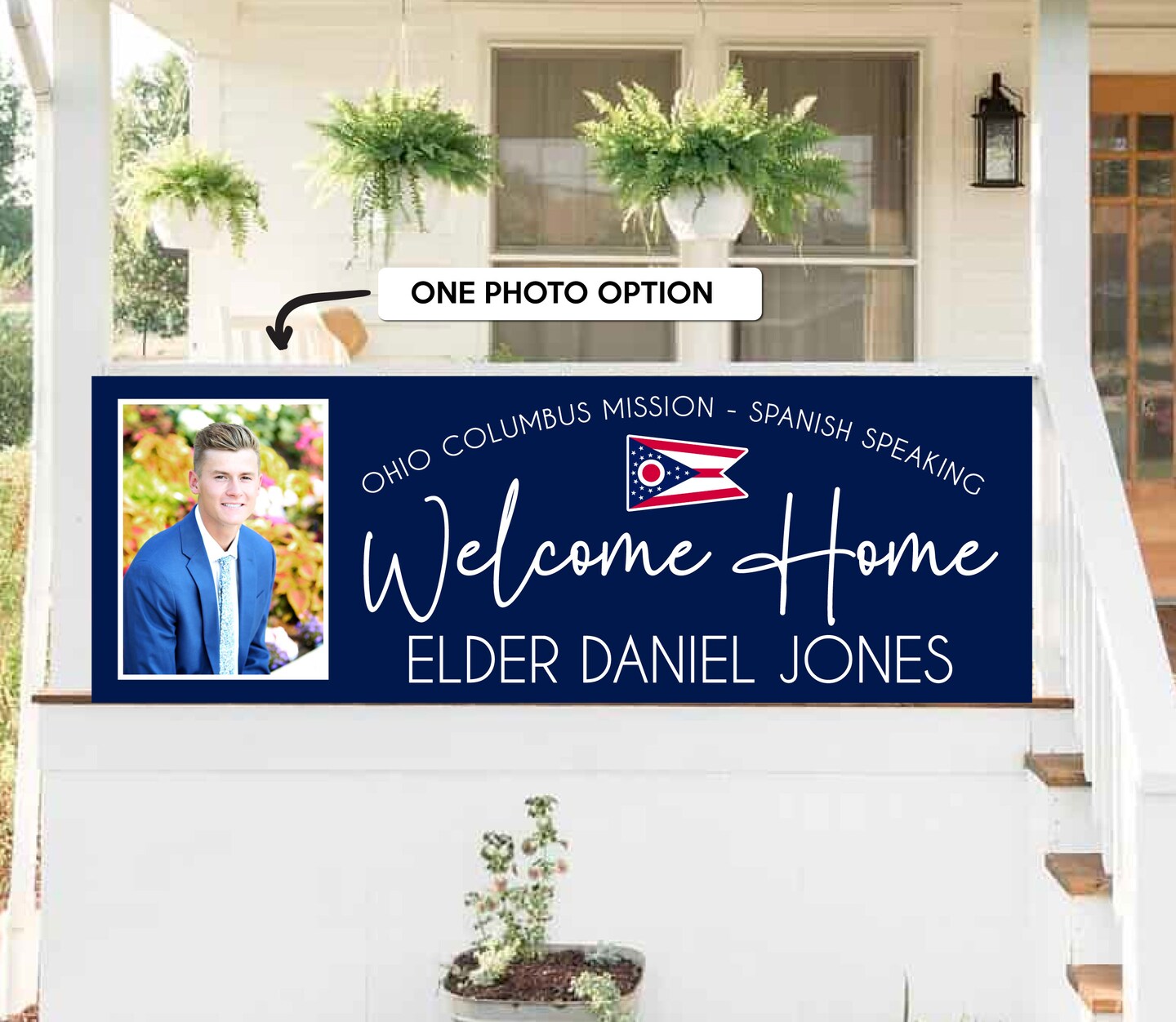 Welcome Home Missionary Banner for Front Yard and Airport with Picture, Photos, Flag, for Two Missions and Homecoming product 5