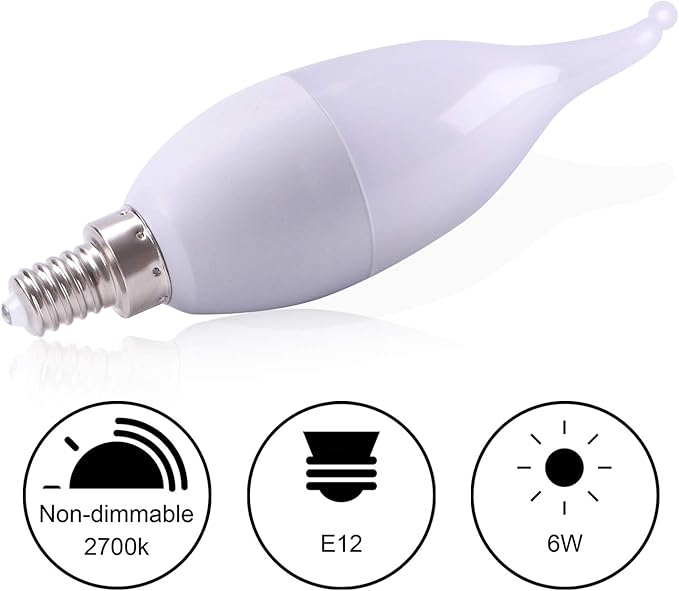 LED Flame Light Bulbs,3 Modes Fire Light Bulb E12 Base, Christmas Decorations Outdoor Indoor Home, Lights Bulbs (Yellow, 6Pack)