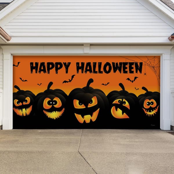 7 FT x 16 FT Happy Halloween Jack O Lanterns Garage Mural