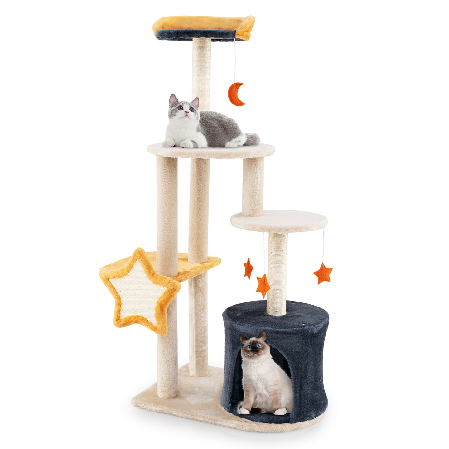 Cute Cat Tree For Indoor Cats With Sisal Scratching Posts And Board
