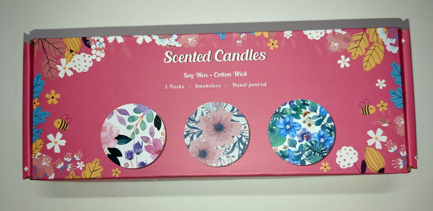 3Pack Scented Candle Set, Candles for Home Fragrance, Soy Wax Aromatherapy Tin Candles , Birthday Gift for Women
