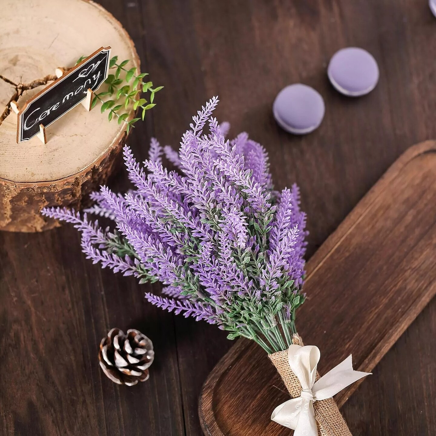 4 Bushes 14" tall Lavender Faux Flowers Stems Bouquets Wedding Home Centerpieces