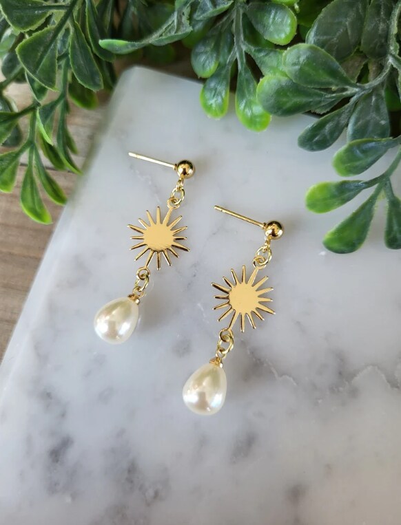 Gold Sun sold Drop Earrings