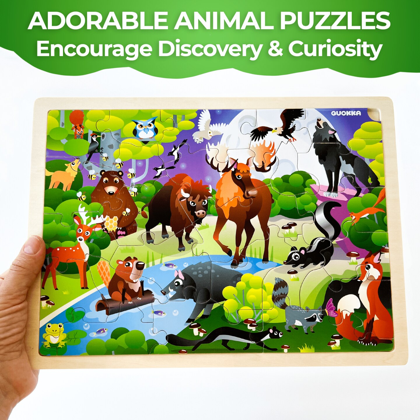 QUOKKA 4 Set Wooden Puzzles for Toddlers | Africa, Ocean &#x26; Farm Animals