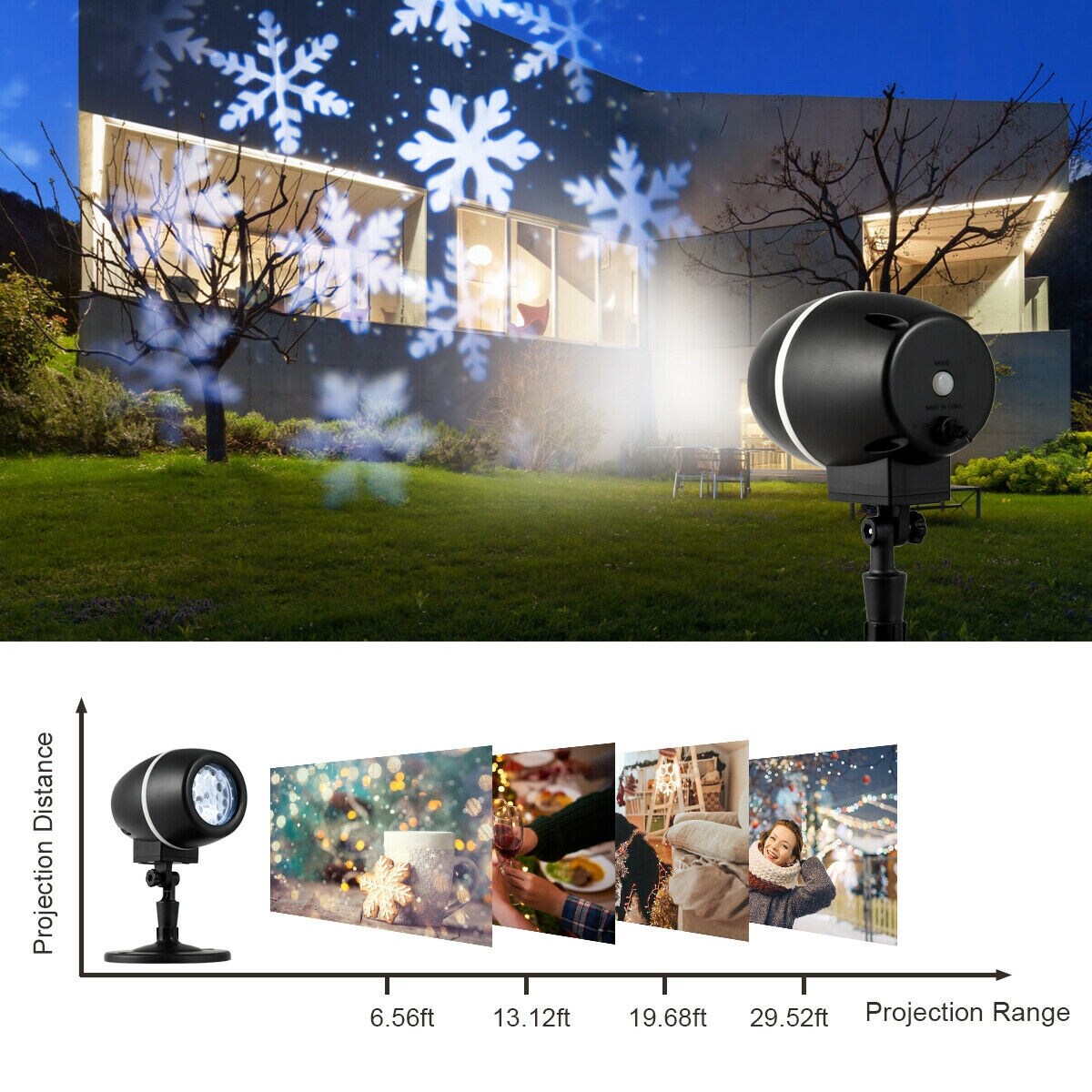 Outdoor Waterproof Christmas Snowflake Led Projector Lights With Remote Control