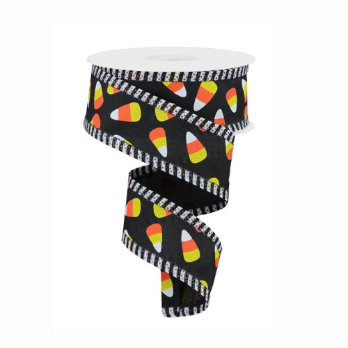 1.5"x10yd Mini Candy Corn Striped Wired Ribbon – Halloween Craft and Decor | TCT Crafts I RGA847902