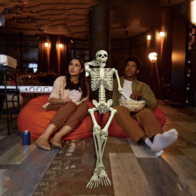 1Pcs 5.9ft Life Size Human Skeleton with Movable Joints for Halloween Haunted House Decoration