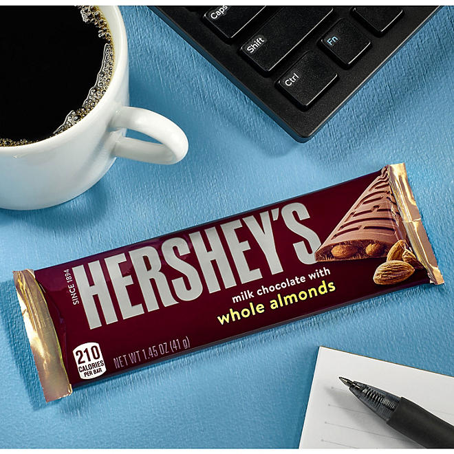 36 pack Hershey's Milk Chocolate with Almond Bars Pure Happiness in Every Bite