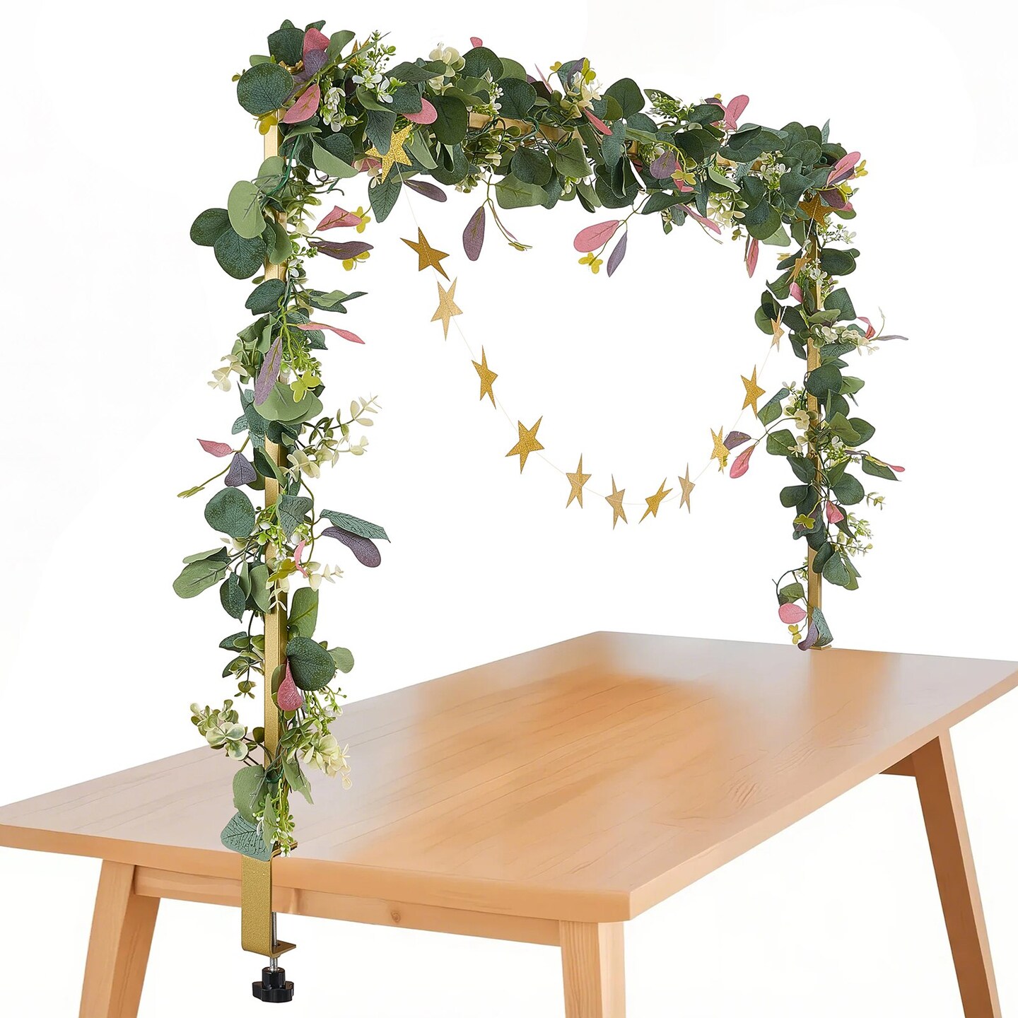 Gold Tabletop Balloon Arch Stand, 13"-42" Tall, 28"-98" Adjustable Metal Rod Frame