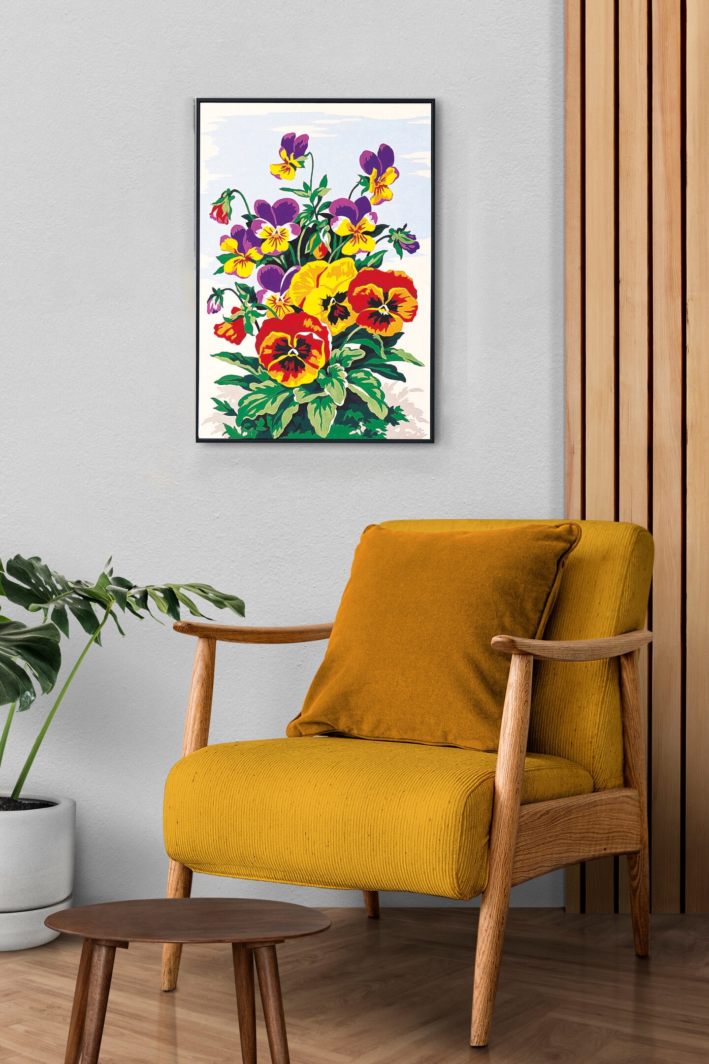 Needlepoint canvas for halfstitch without yarn Canvas Pansies SEU928.224 Seg De Paris Printed Tapestry Canvas