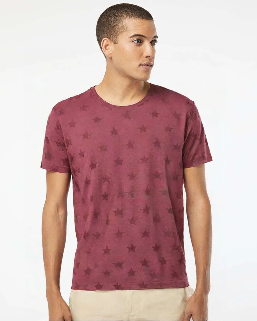 Men’s Star Print Crewneck T-Shirt for Casual, Street & Everyday Style Wear