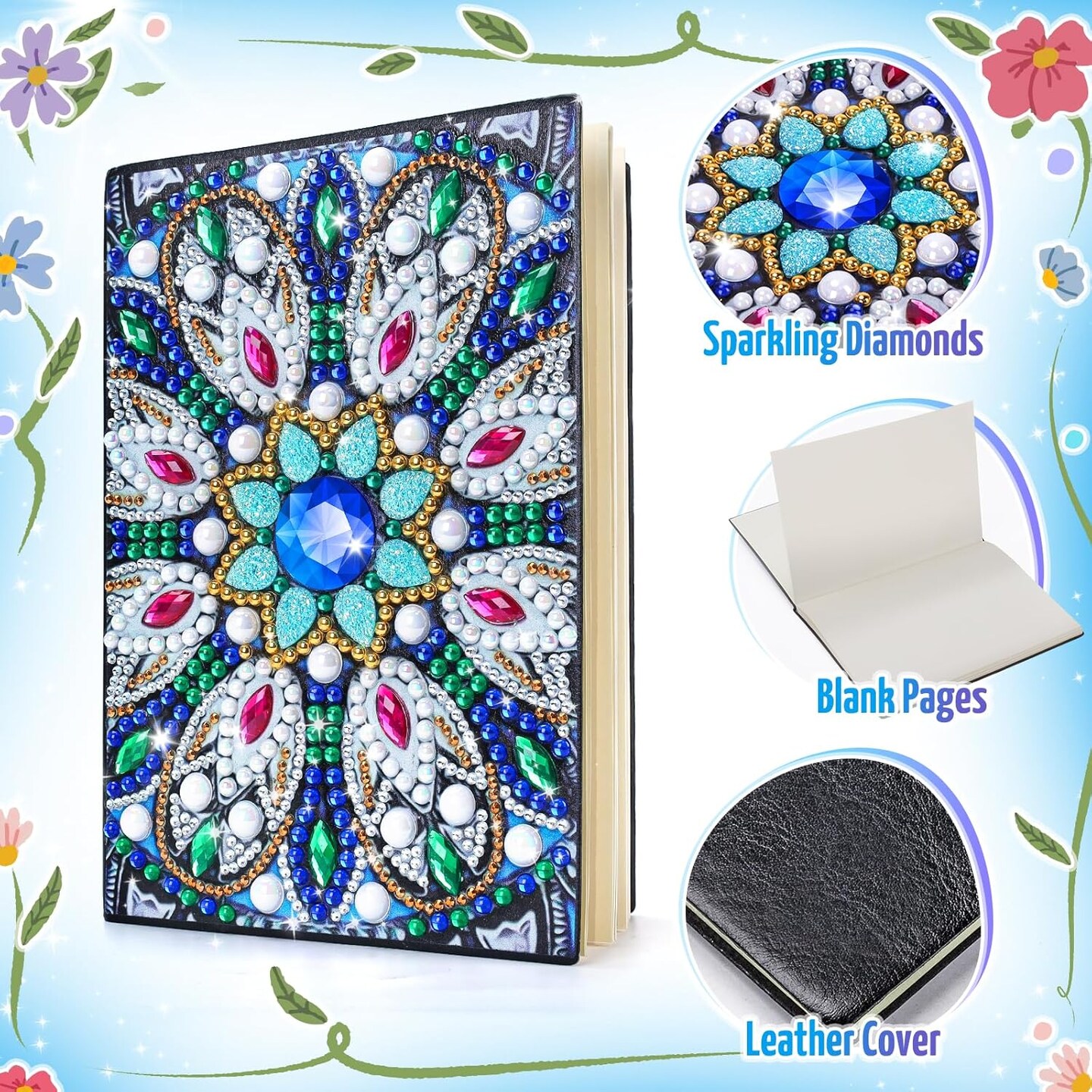 Craft Kits for Kids Age 6-8-9-10, Presents for 5 7 11 12 Year Old Girls Notebook Diamond Art Painting Kit Arts and Crafts for Kids Toys for 5-10 Year Old Girl Gifts Diary (2 pcs)