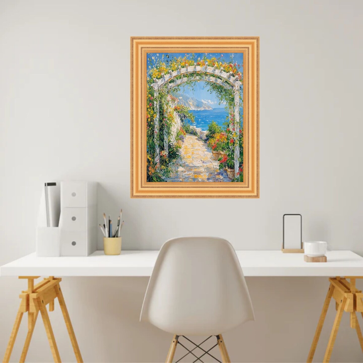 Bright Gold Leaf Wave Picture Frame 13x19 frame