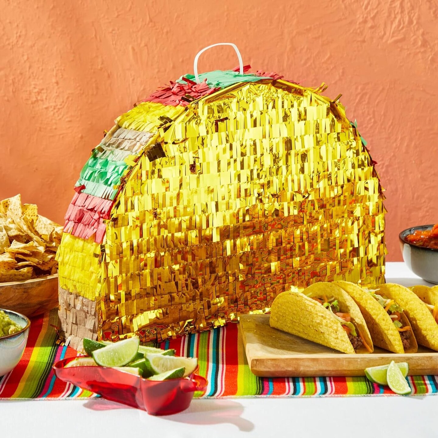 Taco Pinata for Cinco de Mayo, Fiesta, Mexican Birthday Party Decorations (Small, 17 x 10 Inches)
