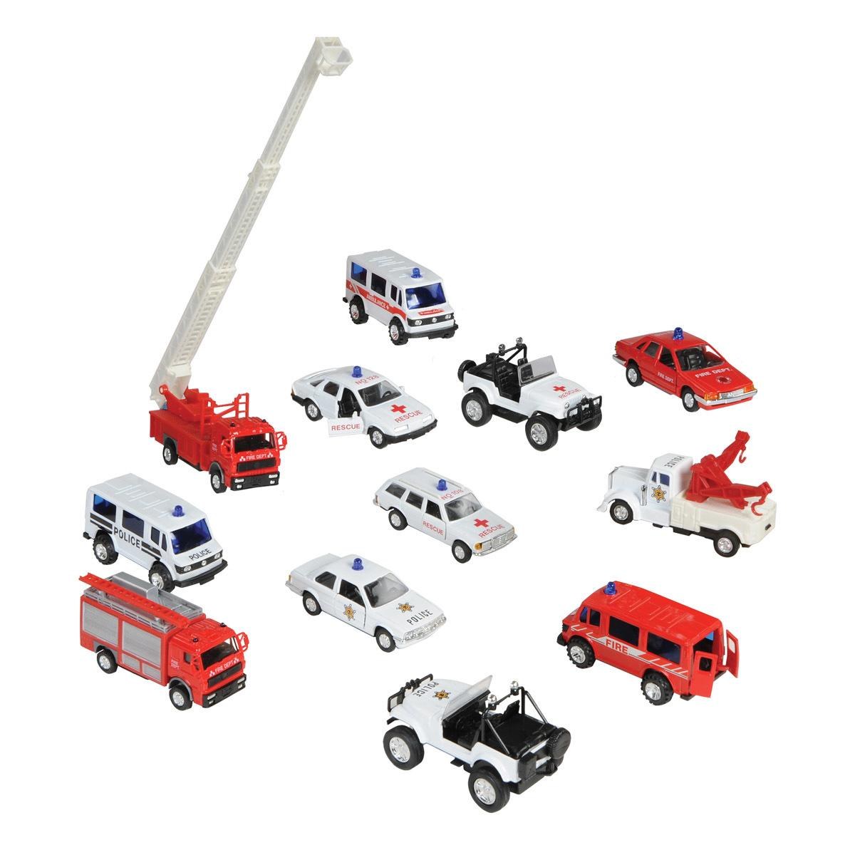 US Toy Company Pullback Emergency Vehicles - Set of 12
